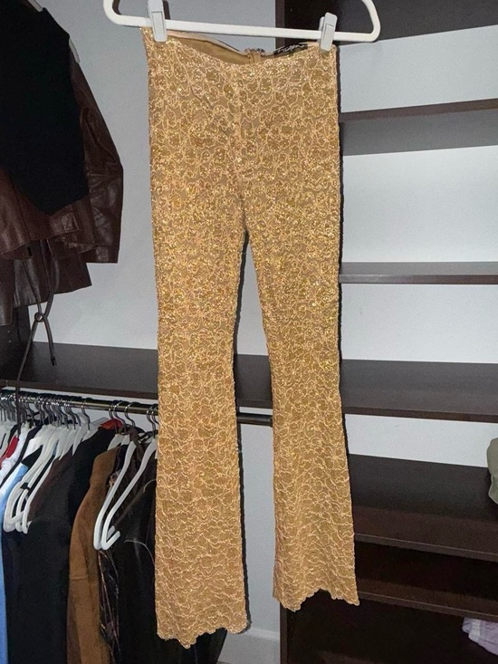 Betsey Johnson Pants - Insane Vintage Betsey Johnson Gold Lace with Shimmer Thread Flare Pants